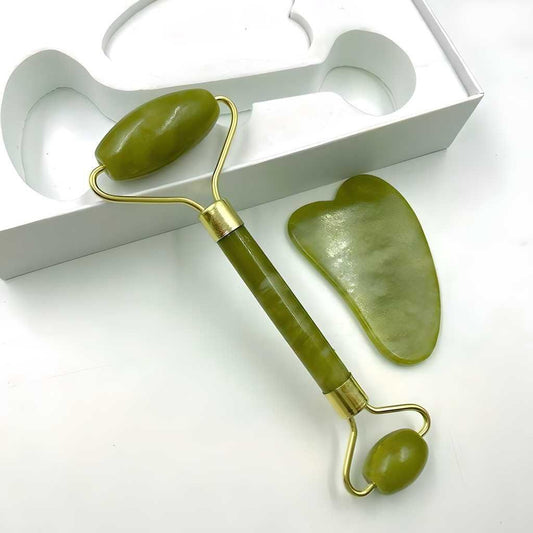 Jade Facial Roller & Gua Sha Set