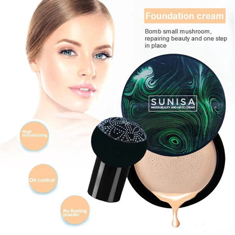 SUNISA Waterproof And Sweat Resistant Mushroom Head Make Up Air Cushion Moisturizing Matte Full Coverage Foundation (Beige, 20 G)